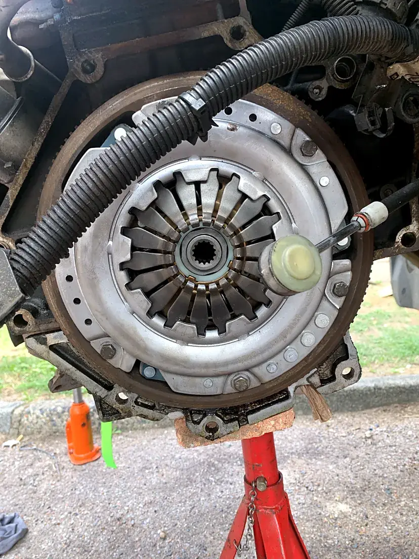 Clutch assembly exposed ready for replacement.