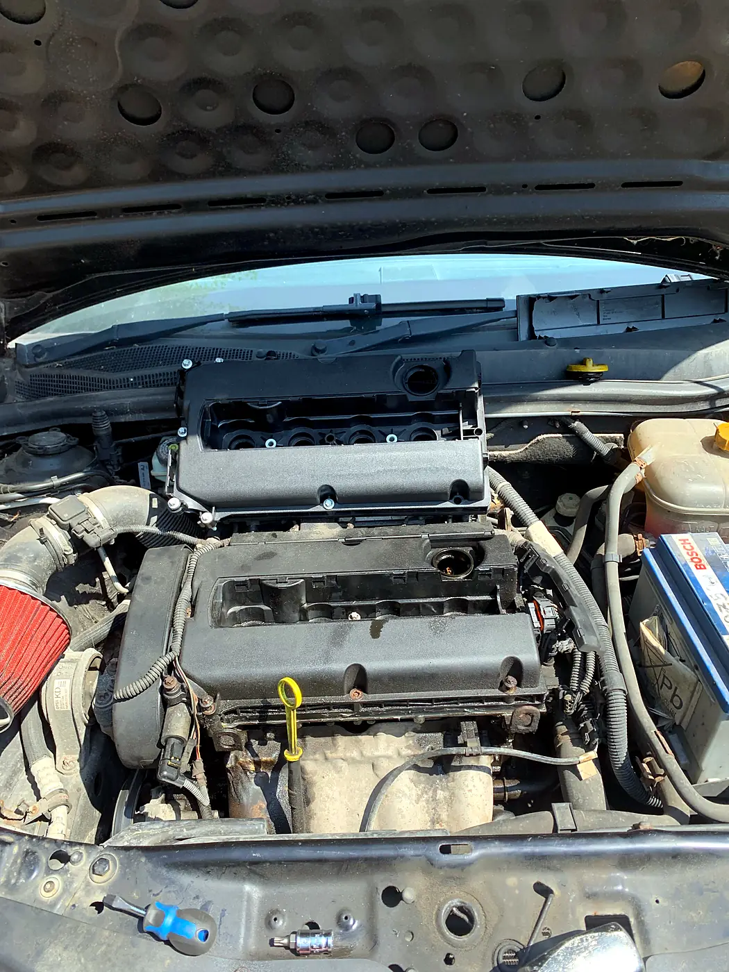 The same engine rebuilt, reassembled and running.